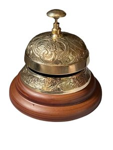 Golden Antique <b>Brass</b> Floral Design Push Table Call <b>Bell</b> Manual Press Desk <b>Bell</b> for Office School Hotel Nautical Gift - Product Image 1