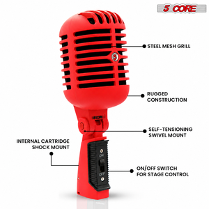 Micrófono Vocal Dinámico Retro de 5 Núcleos, Estilo Vintage, Clásico, Cardioide, Unidireccional - Product Image 3