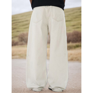 Hot Selling High Quality Casual Classic Cream <b>Jeans</b> Washed Straight Baggy <b>Jeans</b> Men Wholesale Fashion Streetwear <b>Jeans</b> for Men - Product Image 4