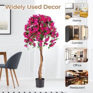 Set di 2 Alberi di Azalea Artificiali Alti 1,37 Metri con Vasi in Cemento - Product Image 4