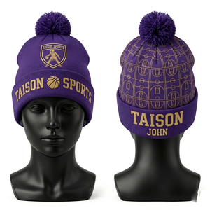 Gorro de Baloncesto para Mujer, Premium, 320 GSM, Tejido Acrílico Suave, Color Rosa, Patrón Jacquard, Logotipo Bordado Personalizado, Ajuste Cálido - Product Image 4