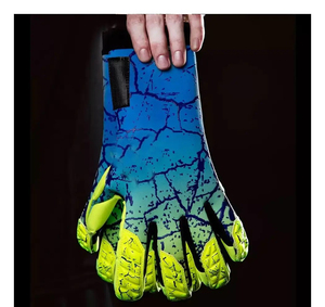 Gants de gardien de but de football à doigts entiers en PU, avec impression anti-dérapante, respirants, à fermeture auto-agrippante, sangle de poignet réglable, unisexe - Product Image 1