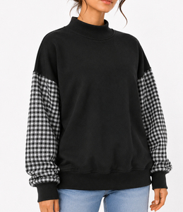 Custom Mockneck Cotton HeavyWeight <b>Jumper</b> Embroidered Soft Fleece <b>Turtlenecks</b> Crewneck Oversized Mock Neck Sweatshirt <b>Women</b> - Product Image 1