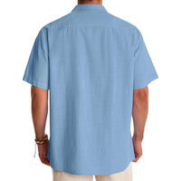 Chemises décontractées en lin à manches courtes pour hommes Kivotech, col ouvert, poche, style plage, été, chemise unie