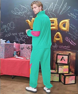 Men's Color Blocking Tracksuit Full Length Zipper Fly Casual Sportswear Breathable Polyester Windbreaker <b>Jacket</b> Pants Set Spring - Product Image 4