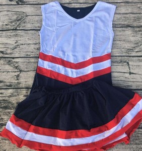 Ensemble uniforme de cheerleading vintage pour filles, style écolier, anti-plis, écologique, respirant, en polyester/coton, épaules dénudées - Product Image 2