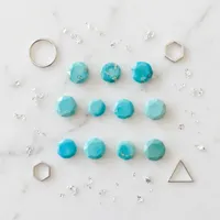 GNSJ Pierres précieuses en turquoise naturelle à 100 %, taille ronde rose, facettées, non chauffées, d'Arizona, 6-8 mm, 11 pièces, 11,15 ct, pour la fabrication de bijoux