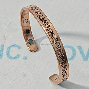 Intricately Engraved Modern Copper Magnetic Bangle Rana Overseas Inc Artisan Collection Eco-friendly <b>Healing</b> Spiritual Jewelry - Product Image 2