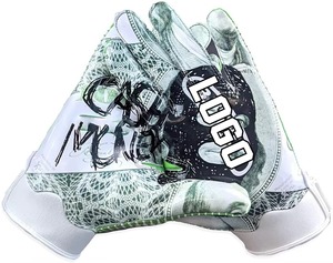 Gants de football américain personnalisés, à doigts complets, respirants, avec paume en silicone antidérapante, pour sports de plein air, unisexes, vente en gros - Product Image 3