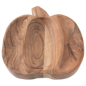 Plateau de service en bois artisanal en forme de citrouille, plateau en bois sectionnel pour collations, noix, fruits secs et bonbons, décoration - Product Image 1