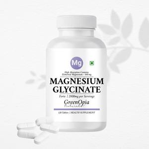 Glycinate de magnésium chélaté 120 comprimés végétariens |   Complément de magnésium à absorption élevée |   Marque privée OEM disponible - Product Image 1