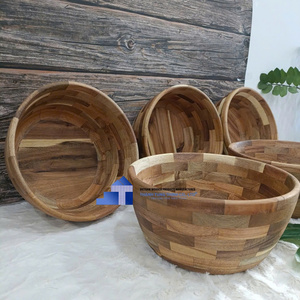 Bol en bois, lavage à la main uniquement, réutilisable, 1 pièce, finition naturelle, fabriqué au Vietnam - Product Image 5