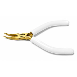 Pince à bec courbé professionnelle 115 mm, or 18 carats, outil de fabrication de bijoux, finition blanc et or, certifiée CE ISO - Product Image 1