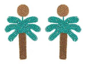 Boucles d'oreilles pendantes brodées de perles de verre rondes style bohème BE KIND pour mariée, idéales pour les fêtes - Product Image 3