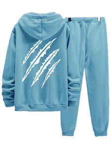 OEM 2025 Nuevo estilo de los hombres Impreso Scratch Style Hoodies con personalización completa Sudadera con capucha y pantalones Conjunto de chándales de 2 piezas para hombres - Product Image 2