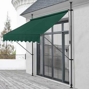 Terrace Application Hand Crank Garden Clamp <b>Awning</b> Balcony Door Steel Frame Polyester Height Adjustable White Aluminum Outdoor - Product Image 1
