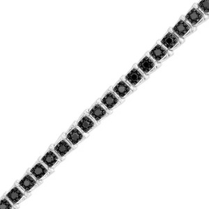 Pulsera de tenis de diamantes negros para mujer, chapada en oro blanco, estilo moderno, pulseras de plata de ley con dijes, regalo, 4 quilates, redondas, negras - Product Image 6