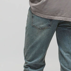 Jean en denim pour homme GUJ International Brand, coupe large, taille mi-haute, en coton de haute qualité, délavage moyen, grande taille, style vintage, personnalisable - Product Image 2