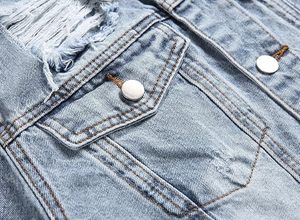 Veste en jean décontractée pour homme, couleur unie, hiver 2025, 100% coton, logo sur le devant, respirante, écologique, séchage rapide, haute qualité, 280g - Product Image 3