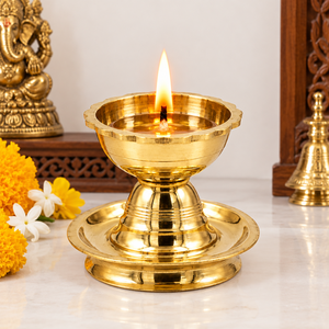 Polished Brass <b>Table</b> Diya Oil <b>Lamp</b> Traditional Pooja Deepak for Home Temple Decor Diwali Festival Gifting Puja Diya Wholesale - Product Image 5