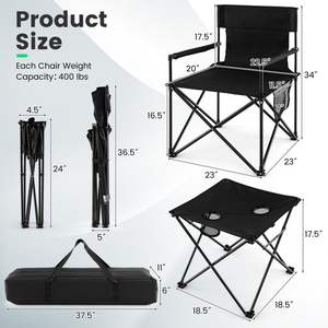 Juego de mesa y silla plegable para acampar al aire libre con bolsa de transporte para campistas - Product Image 5