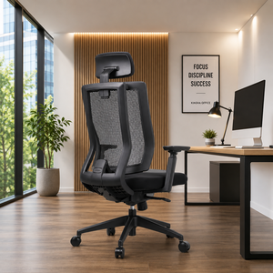 Chaise de bureau ergonomique KINSHA moderne 3D réglable en hauteur avec accoudoirs en tissu pour usage domestique ou professionnel - Product Image 1