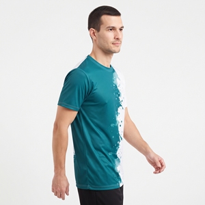 T-shirt de sport personnalisé pour homme, imprimé par sublimation bicolore, coton et polyester, couleur unie, pour la gym, le fitness et les activités sportives - Product Image 4
