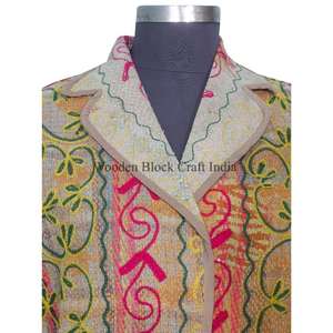 เสื้อแจ็คเก็ตผ้าฝ้ายถักคุณภาพดี ระบายอากาศได้ดี สไตล์วินเทจ คันธา  แบบยูนิเซ็กซ์  ตกแต่งกระดุมด้วยมือ  สำหรับฤดูหนาว ฤดูใบไม้ร่วง ฤดูใบไม้ผลิ แขนยาว - Product Image 3