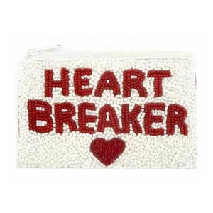 Porte-monnaie perlé Heart Breaker avec fermeture éclair, petite pochette de rangement, pochette perlée idéale pour espèces, cartes et portefeuille femme - Product Image 1