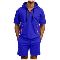 Conjunto de 2 Piezas para Hombre, Top con Capucha y Pantalones Cortos de Verano, 100% Algodón, Tejido de Punto, Transpirable, Cintura Elástica, Ropa Deportiva Informal, Servicio OEM