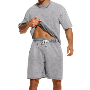 Ensemble d'été personnalisé délavé à l'acide pour hommes, short et chemise à manches courtes, respirant et à séchage rapide - Product Image 3