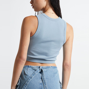 Top Corto Casual de Alta Calidad para Mujer 2026, Nuevo Top Corto sin Mangas con Textura Acanalada, Color Sólido, para Verano - Product Image 4