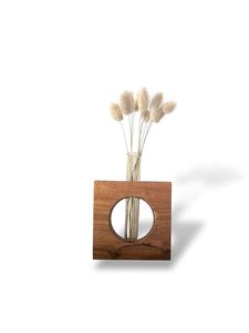 Jarrón de Vidrio y Madera Hecho a Mano, Portaflores Redondo para Mesa, Decoración Moderna para el Hogar, Exhibición para Bodas - Product Image 3