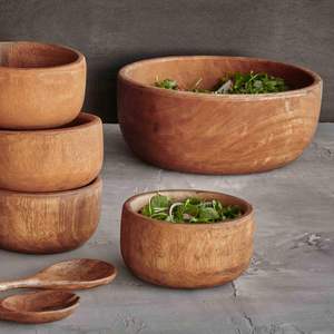 Tazón de Madera Hecho a Mano con Diseño Vintage, Grano de Madera Natural, Ecológico, AL MALIK CRAFT, para Servir Alimentos, Uso Doméstico - Product Image 3