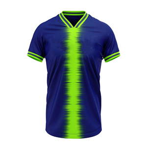Maillot de football sans manches pour homme, bleu-vert dégradé, col rond, respirant, anti-humidité, en maille polyester, coupe classique, personnalisable pour équipe - Product Image 1