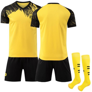 Men's Yellow Black V-Neck <b>Soccer</b> Jersey Short Sleeve Moisture Wicking Polyester Printed Apparel Regular Fit All Seasons - Product Image 3