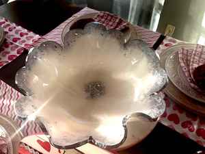 Bol à fleurs en résine argentée et blanche, décoration d'intérieur, cadeau de pendaison de crémaillère, mariage, anniversaire, fêtes, plat décoratif personnalisé, table de mariage - Product Image 4