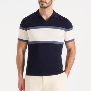 Polo en tricot pour homme à manches courtes, prix bas, sur mesure, couleur unie marron, style décontracté, tissu en coton respirant - Product Image 1