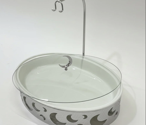 <b>Set</b> of two Customized Shape Chafing Casserole Dishes Modern Middle East Look Glass Cover with Lid Holder & Tealight Casserole - Product Image 4