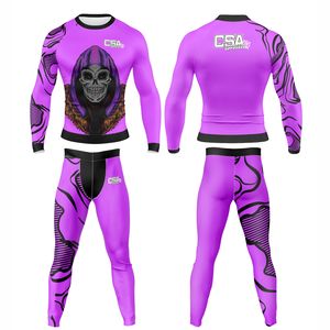 Conjunto de Rashguard Transpirable para MMA con Impresión Digital por Transferencia de Calor, Diseño Masculino, Impresión por Sublimación, Manga Larga, Ropa de Compresión - Product Image 1