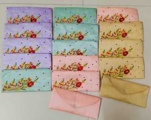 Traditional Hand-Embroidered Silk Shagun Lifafa Wedding <b>Gift</b> <b>Envelopes</b> with Bird and Floral Motif Snap-Button Closure <b>Envelopes</b> - Product Image 1