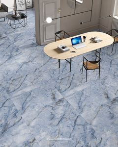 Carreaux de porcelaine de haute qualité 600x1200x9mm, finition brillante, aspect bois moderne, finition travertin Albino Azul - Product Image 1