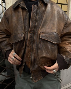 Jacket For Man Men Clothing Leather Jacket New Fashion Windproof Leather Jacket For Men Washed Leather Jackets & <b>Tops</b> for Men - Product Image 4