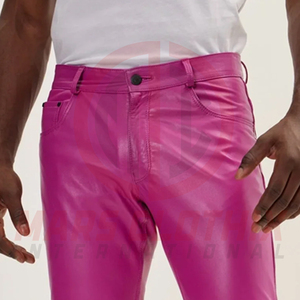 Breathable Stylish Comfortable Lightweight Regular Fit <b>Men</b> Leather Pant Eco-Friendly Casual Mid Waist <b>Men</b> Leather Pants - Product Image 5