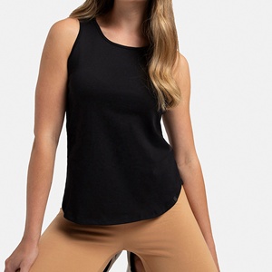 Camiseta de Yoga Personalizada para Mujer, Cuello Redondo, Sin Mangas, Top Corto, Tejido de Punto, Liso, Ropa Deportiva, Tallas Grandes, OEM, Venta al Por Mayor - Product Image 4