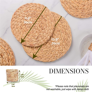 Set de 4 dessous-de-plat tressés en rotin et en feuilles de maïs style bohème, pour table de ferme, printemps, mariage, Noël, fête - Product Image 5