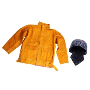 Veste de soudeur industrielle de haute qualité en cuir de vachette pleine fleur avec logo et poches latérales, respirante, résistante et robuste - Product Image 1