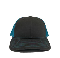 Gorra Trucker Negra y Verde Azulado con Efecto Desgastado, Hecha en Indonesia, Bordado 3D, Deportiva, Venta al por Mayor, Personalizable, Malla Trasera Transpirable, Impermeable, a la Moda