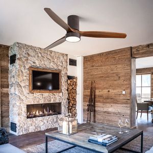 52-Inch Indoor LED Flush Mount <b>Ceiling</b> Fan with <b>Remote</b> <b>Control</b> and LED <b>Light</b> - Product Image 2
