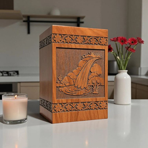 Engraved Wooden Urn Personalized <b>Memorial</b> urn <b>Keepsake</b> by AYAANS - Product Image 2
